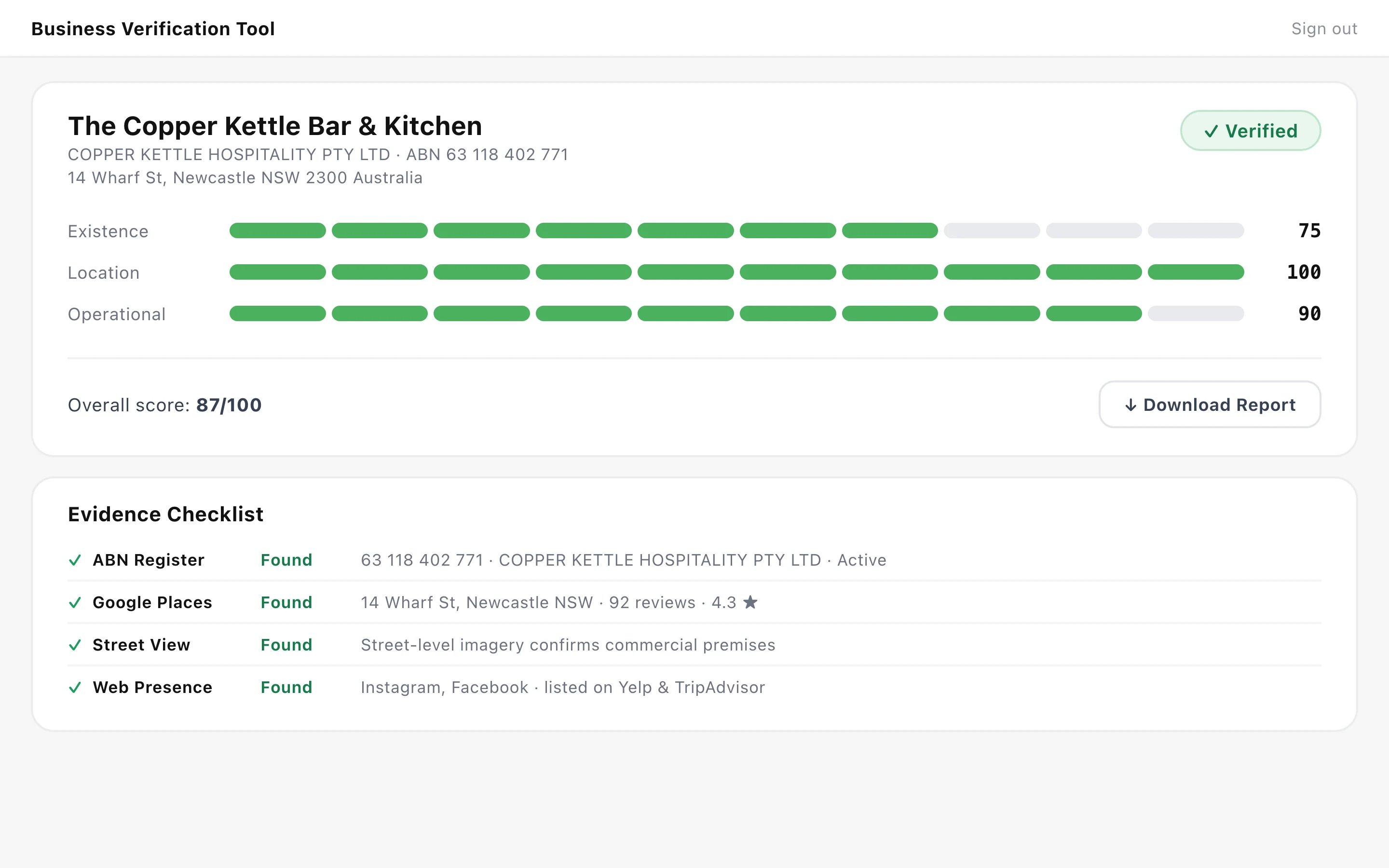 Verify clearing business applications in real time across four countries